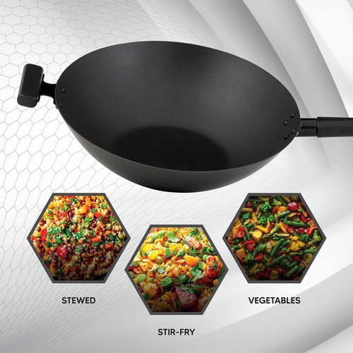 Helen's Asian Kitchen Wok, Premium Excalibur Non-Stick with Stay-Cool Handles, 14-Inches
