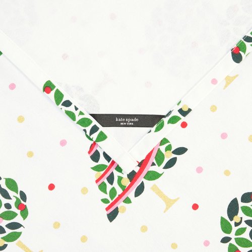 kate spade new york Holiday Confetti Cloth Napkins 4-Pack Set, 100% Cotton with Metallic Print, Machine Washable, Cream/Green, 20"x20"