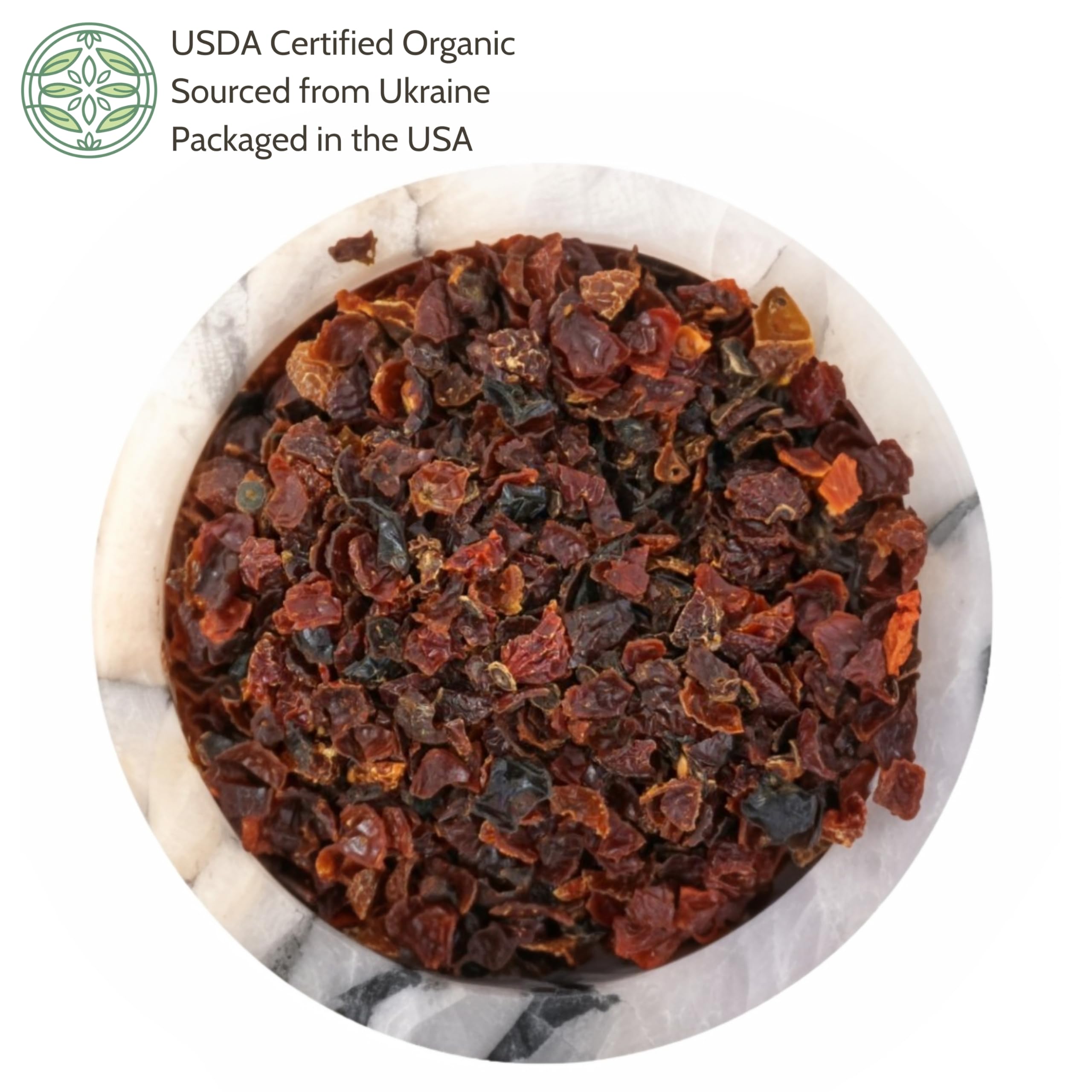 Elanen Naturals Organic Rose Hips 4 oz. (113g), USDA Certified Organic Rosehip Tea, Dried Rose Hips, Whole Rosehips Bulk, Cut & Sifted