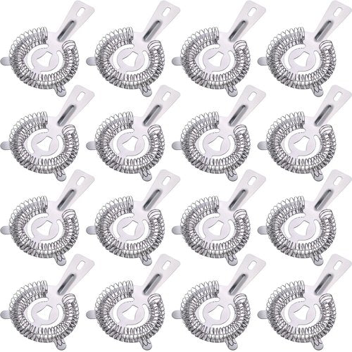 Perthlin 16 Pcs Bar Bartender Strainer Stainless Steel Drink Cocktail Strainers Silver Shaker Ice Bar Shelf or Bartenders Mixologists Drinking Water Filtering