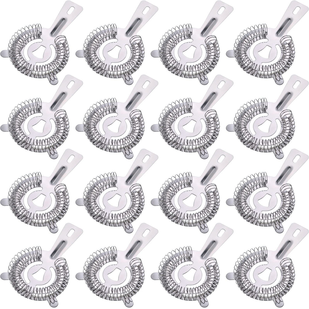 Perthlin 16 Pcs Bar Bartender Strainer Stainless Steel Drink Cocktail Strainers Silver Shaker Ice Bar Shelf or Bartenders Mixologists Drinking Water Filtering
