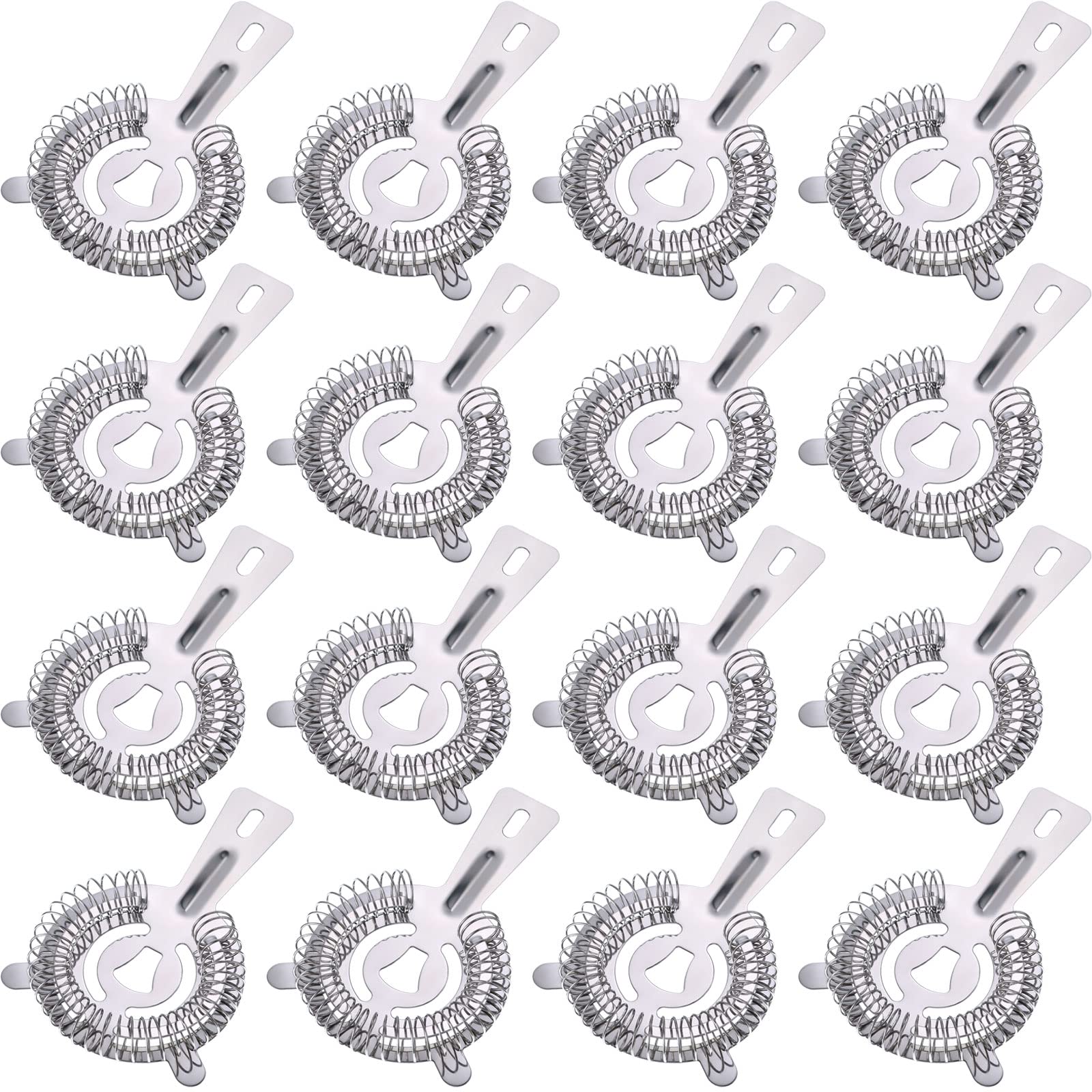 Perthlin 16 Pcs Bar Bartender Strainer Stainless Steel Drink Cocktail Strainers Silver Shaker Ice Bar Shelf or Bartenders Mixologists Drinking Water Filtering