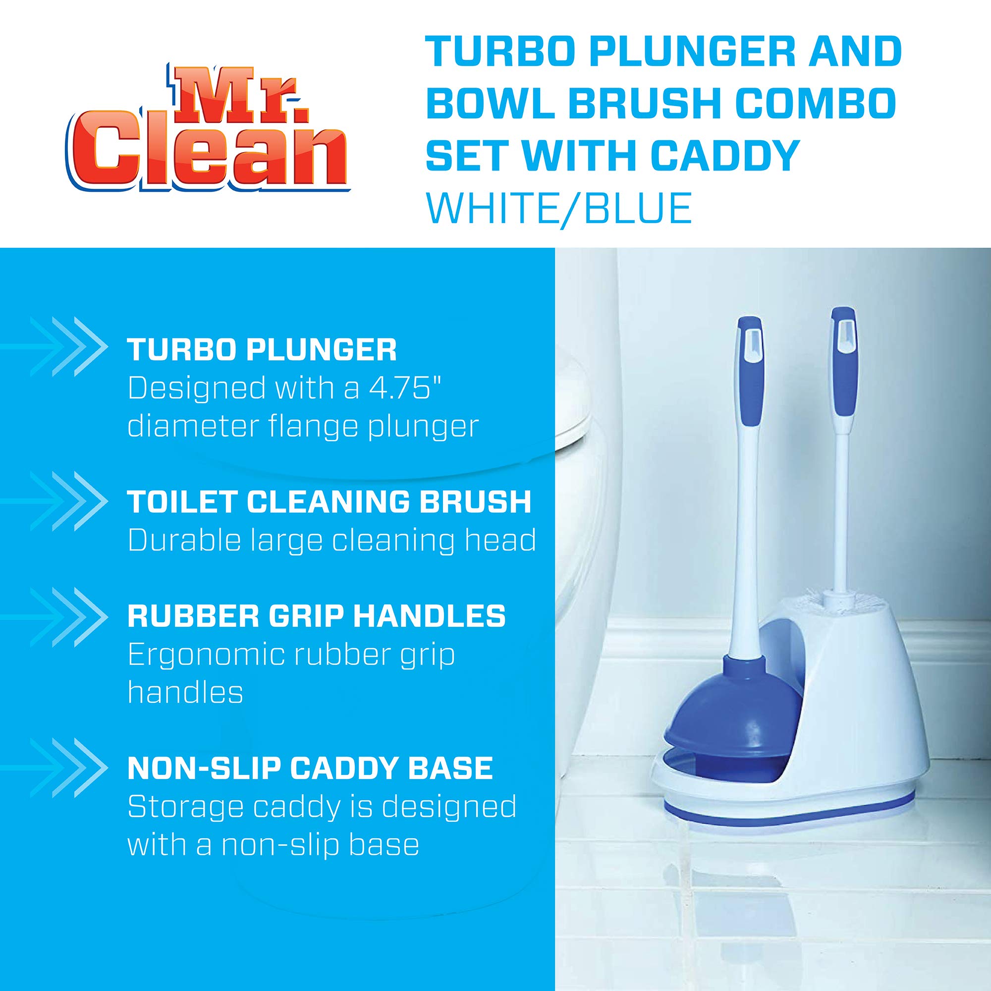 Mr. Clean Toilet Bowl Brush and Plunger Caddy Combo (Set of 2)