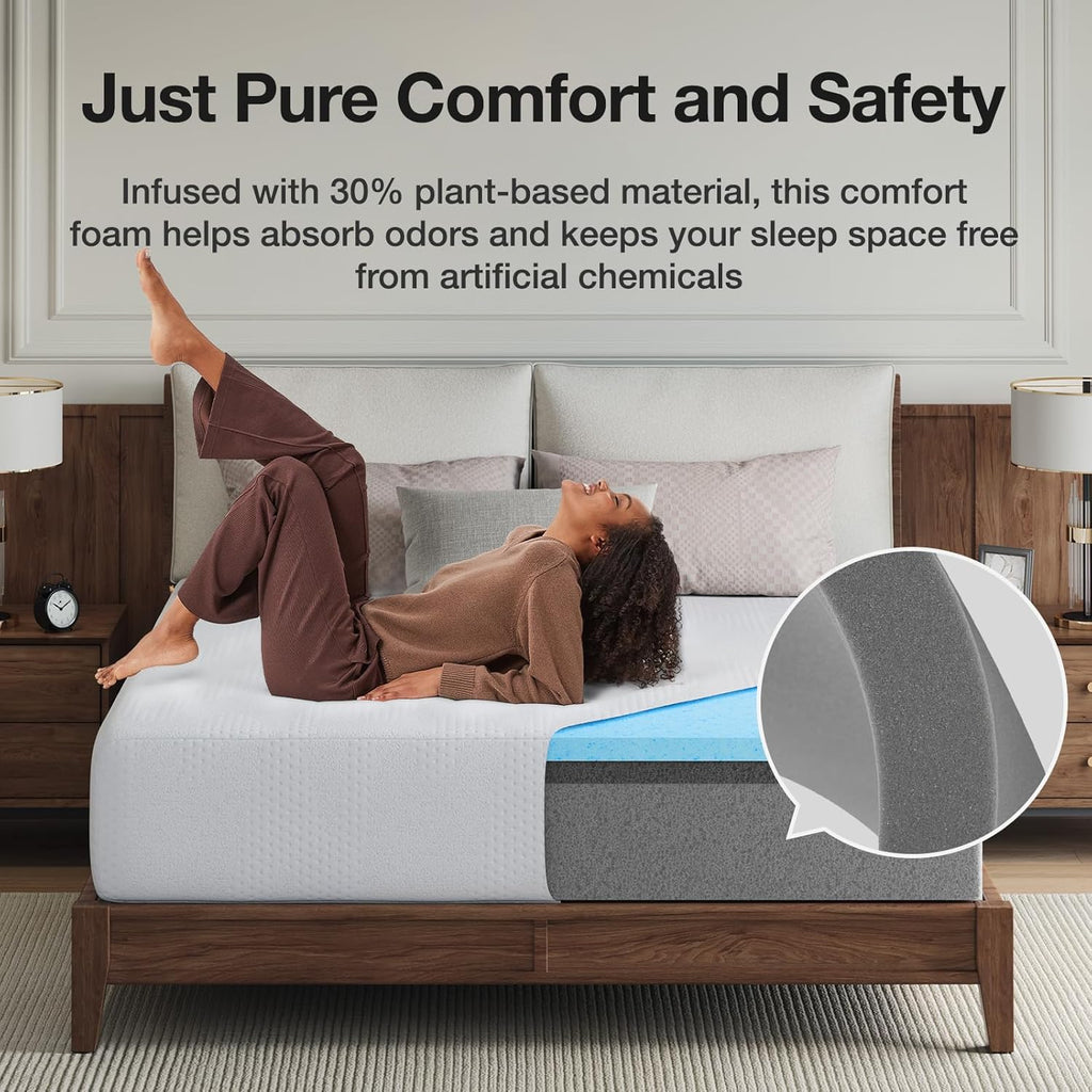 Novilla 14-Inch Twin Memory Foam Mattress - Cooling Gel Foam for Pressure Relief & Comfort