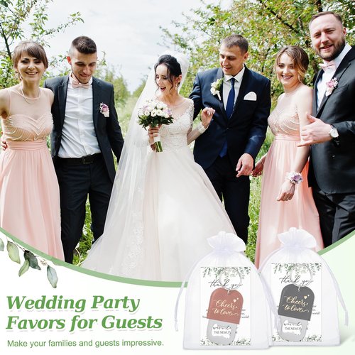 Suclain 30 Sets Wedding Favors Bottle Opener Wedding Gifts for Guest Cheers to Love Bottle Opener Keychain with Thank You Cards and Organza Bag for Guests Bridal Shower