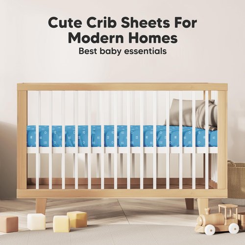 KeaBabies 2-Pack Organic Crib Sheets for Boys, Girls - 52x28 Fitted Crib Mattress Sheet Neutral, Breathable Jersey Cotton Cover for Baby Bed, Toddler Mattress, Soft & Cute Prints (KeaPixel)