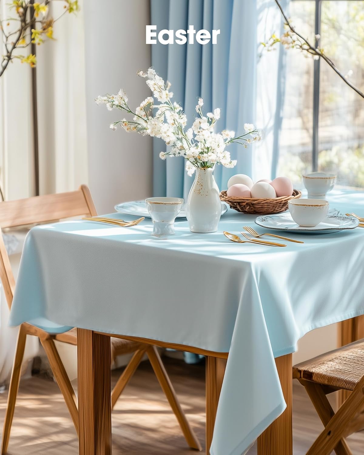 Pureegg Disposable Plastic Tablecloths - 8 Pack, 54 x 108 Inch, Leakproof & Sturdy, Baby Blue for Parties & Weddings
