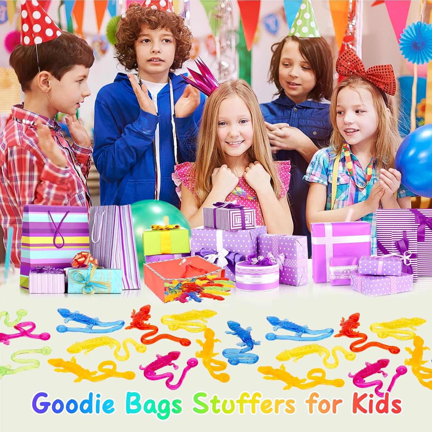 Skiennix 30 PCS Sticky Gecko Toys - Stretchable Lizard-Shaped Party Favors & Classroom Prizes