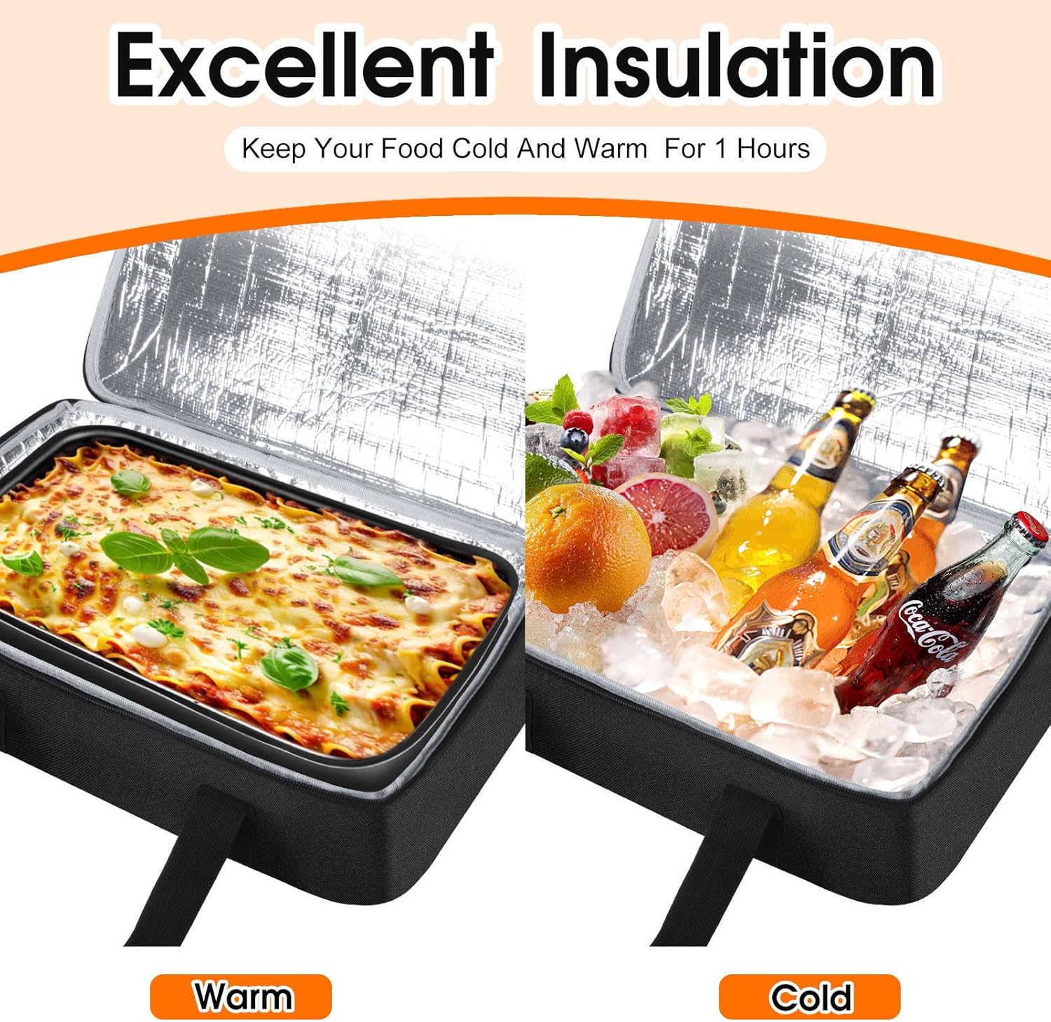 Skiennix Insulated Casserole Carrier - Portable Hot & Cold Food Tote for Potluck Parties | Fits 9" x 13" Dish - Black