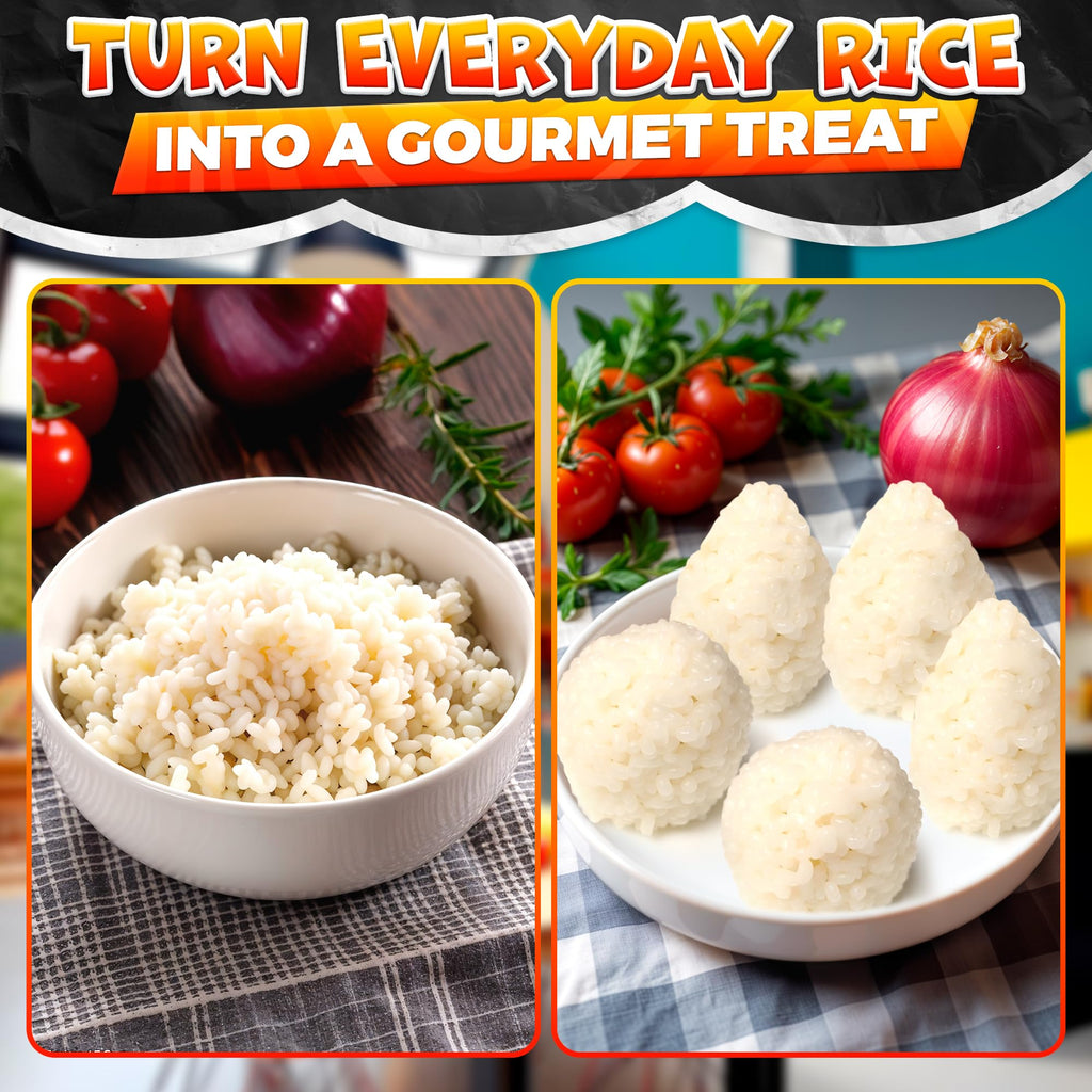 2 Pcs Arancini Maker Mold Set – Dual Round & Conical Rice Ball Mold, 160g/5.65oz Portion Size, Easy to Use, Dishwasher Safe, Comfortable Grip – Rice Molds for Home Cooks, Bento Meals & Street Food