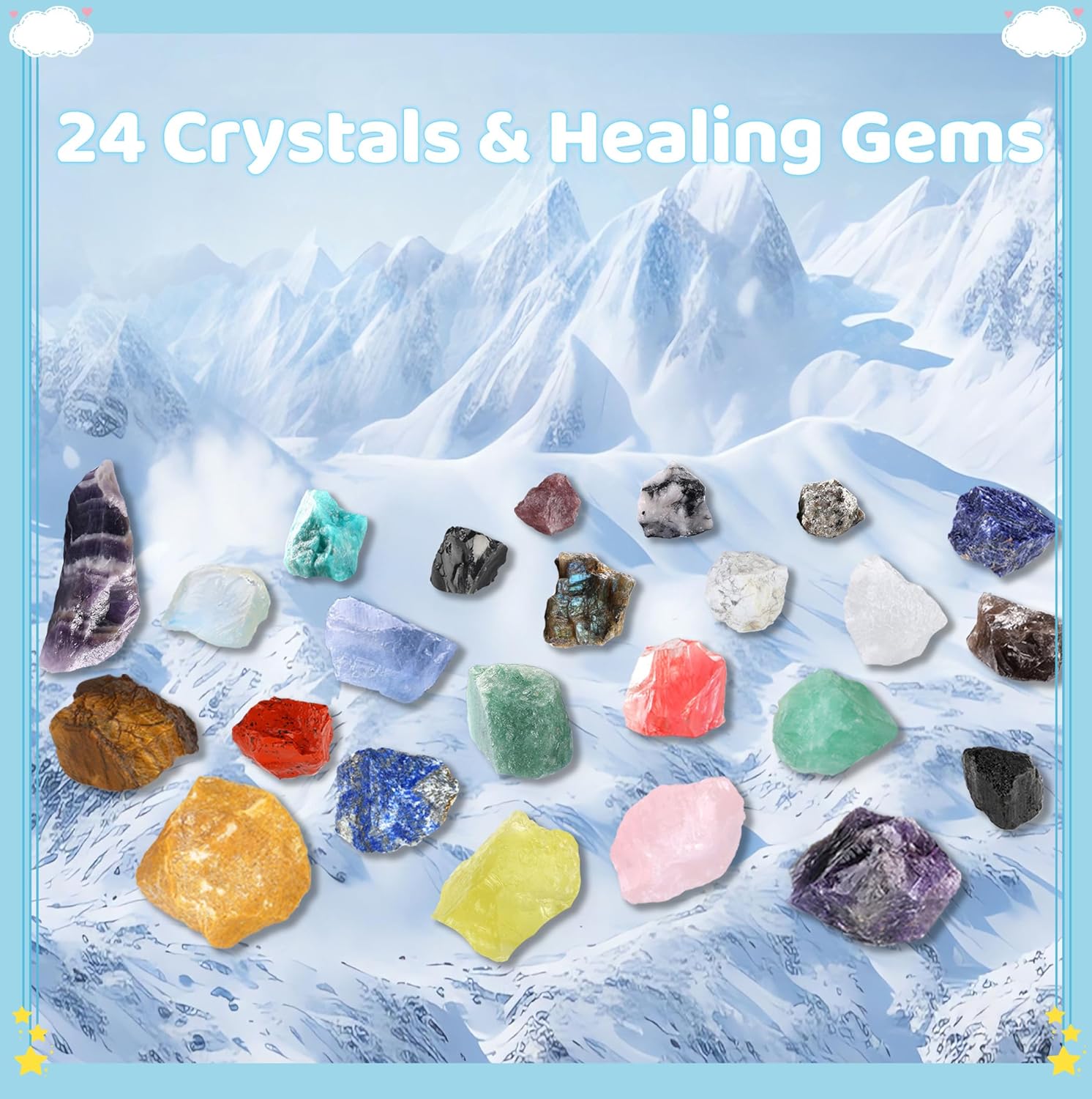ZHIYUXI Crystal Advent Calendar 2025 - Rock Collection with 24 Gemstones for Christmas Countdown