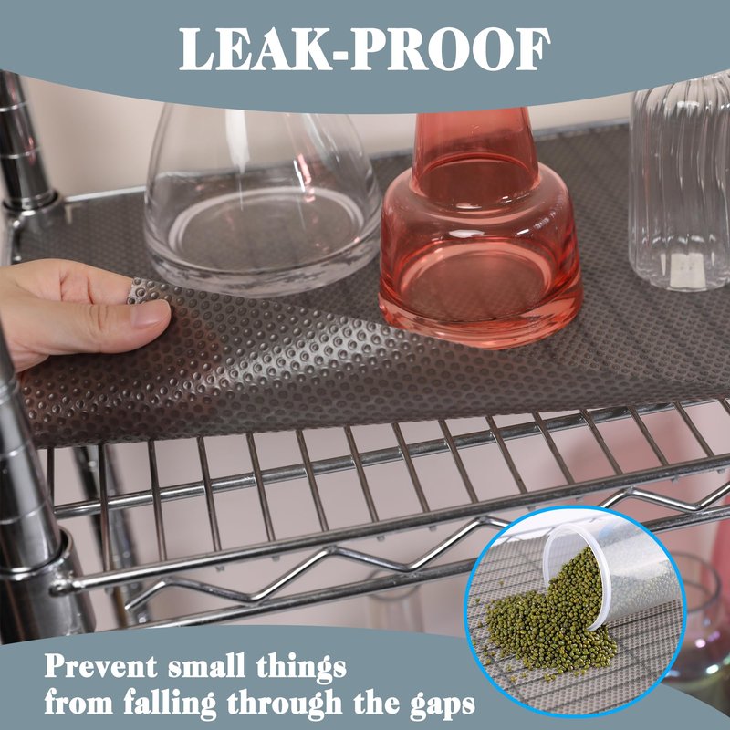 FLPMIX Thick Shelf Liner 12 inch Wide: Standard Size (12 by 197 Inch) Pantry Shelf Liner for Wire Shelves - Waterproof Heavy Duty Easy to Cut Plastic Kitchen Drawer Liner - Transparent Grey