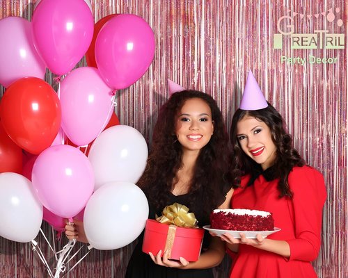 GREATRIL Rose Gold Tinsel Party Backdrop | Foil Fringe Curtain for Birthday Photo Booth - 1m x 2.5m, Pack of 2