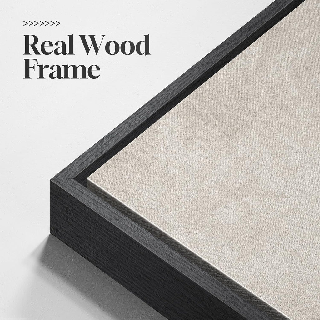 Skiennix Large Framed Neutral Abstract Wall Art - Set of 2 Black & Beige Canvas Prints | 24x36 In Minimalist Decor