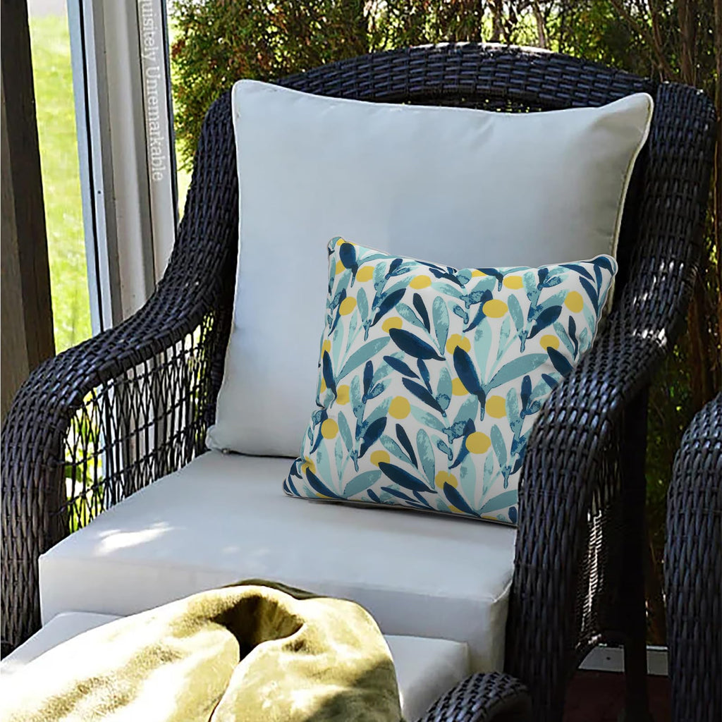 LVTXIII Outdoor Throw Pillows 16x16 Inch Patio Waterproof Square Pillows with Piping Fade Resistant Accent Pillow for Spring Summer Garden Decoration, Set of 2, Leaves Multi