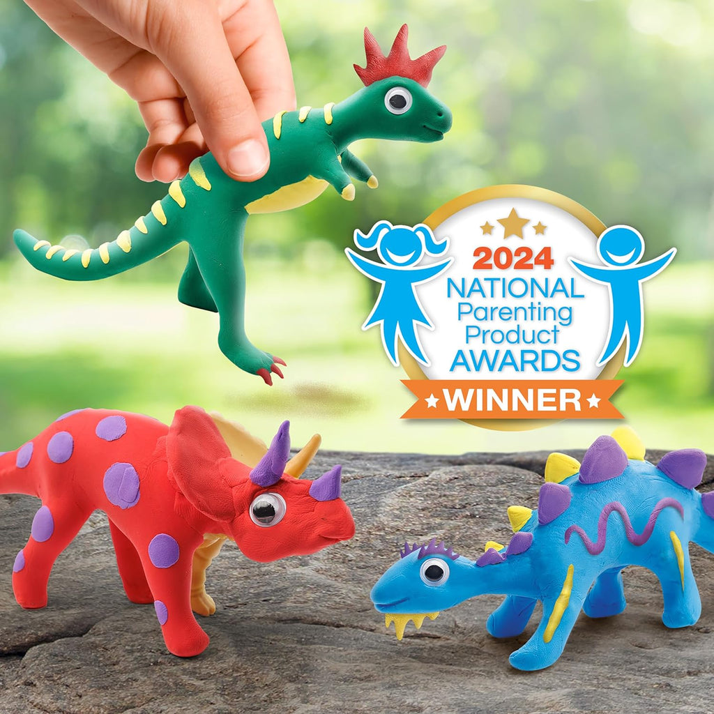 National Geographic Clay Dinosaur Arts & Crafts Kit - Air Dry Clay, 5 Colors & Dino Skeletons for Kids Ages 4-10