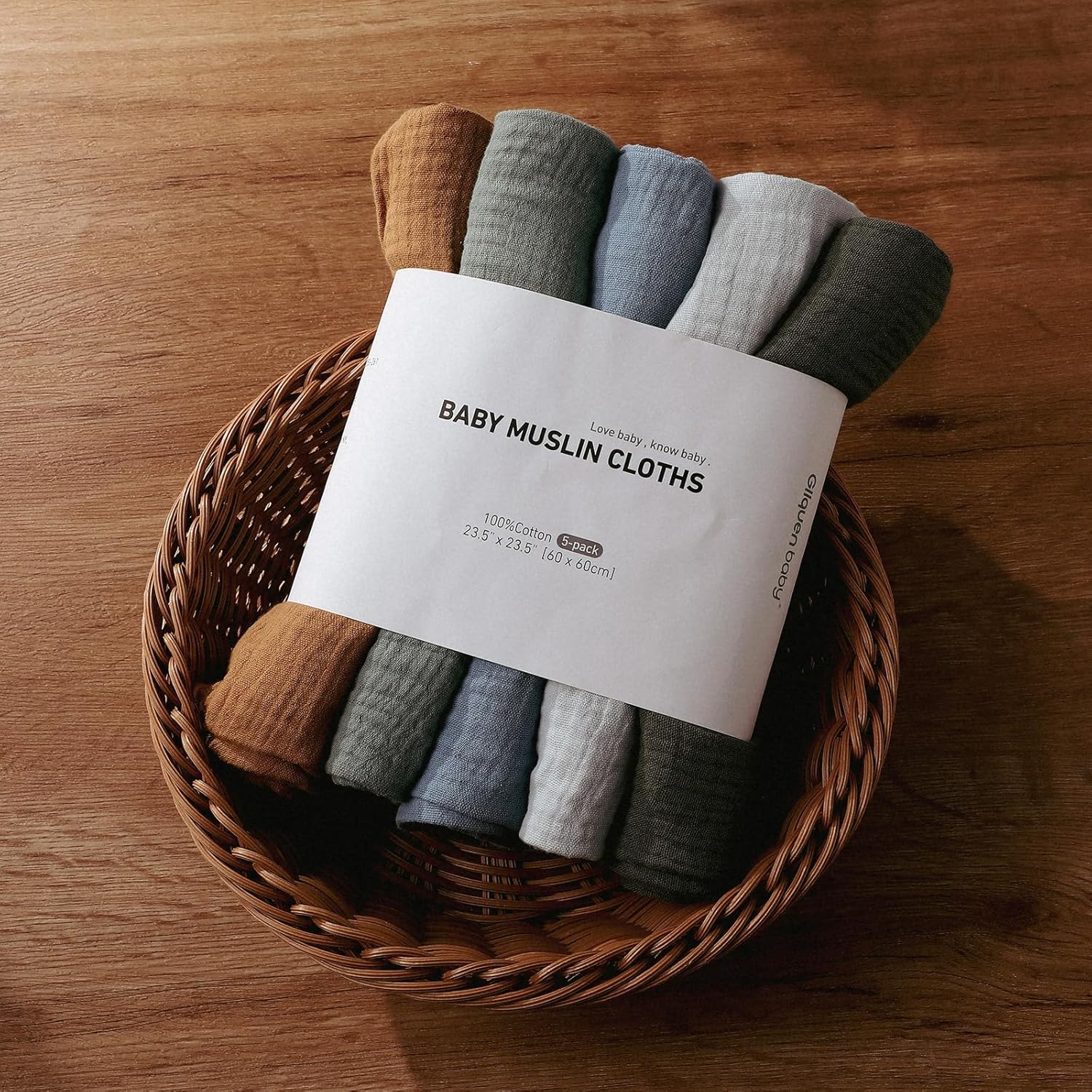 Skiennix Muslin Receiving Blankets - Breathable Neutral Swaddle Wraps for Newborns | 5 Pack in Bright Colors
