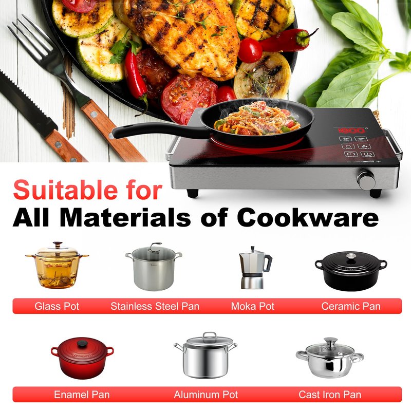 Argyolas electric burners for cooking stove cooker cocina electrical 1 hornillas parrilla eléctrica para cocinar Portable Electric Cooktop Single Burner Stove with Plug,Hot Plate Countertop1800W 110V