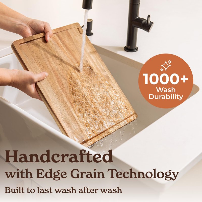 SMIRLY Wood Cutting Boards For Kitchen - Bamboo Cutting Boards For Kitchen Cutting Board, Bamboo Cutting Board Set With Holder, Chopping Board, Butcher Block, Small Wooden Cutting Board Set