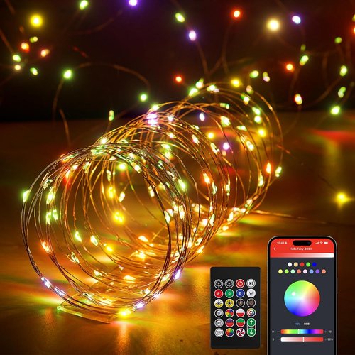 Ariceleo RGB Fairy Lights - 32.8 ft USB Powered String Lights with Remote & APP Control | Waterproof Copper Wire, 8 Modes, Timer Function for Christmas & Parties
