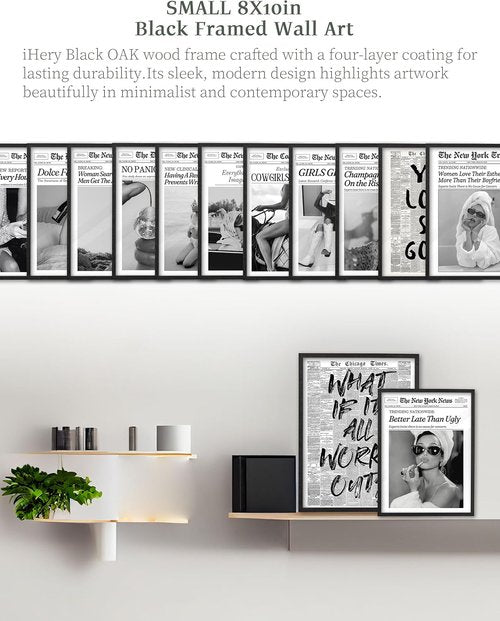 iHery Premium Framed Wall Art - Trendy Retro Cherry Disco Ball Design | 8x10in Natural Black Oak