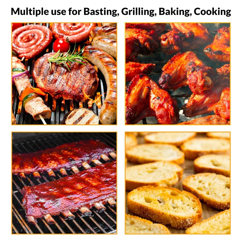 Geesta Adjustable Sauce Pot and Basting Brush Set, Long Stainless Steel Basting Brush for Cooking, Smoking, Fathers Day Grilling Gifts for Men Smoker Accessories, Large Capacity Grilling Tools, 1 Pack