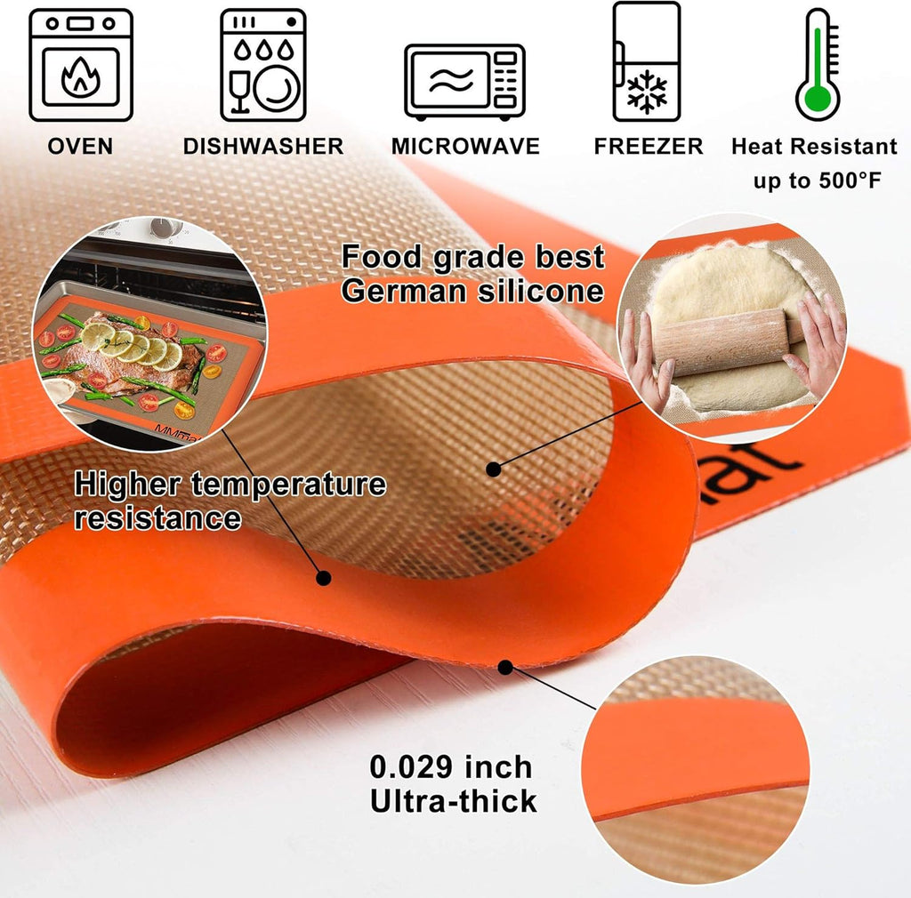 Skiennix Silicone Baking Mat - Non-Stick & Non-Slip Reusable Oven Liner | Set of 2 Half Sheet Mats