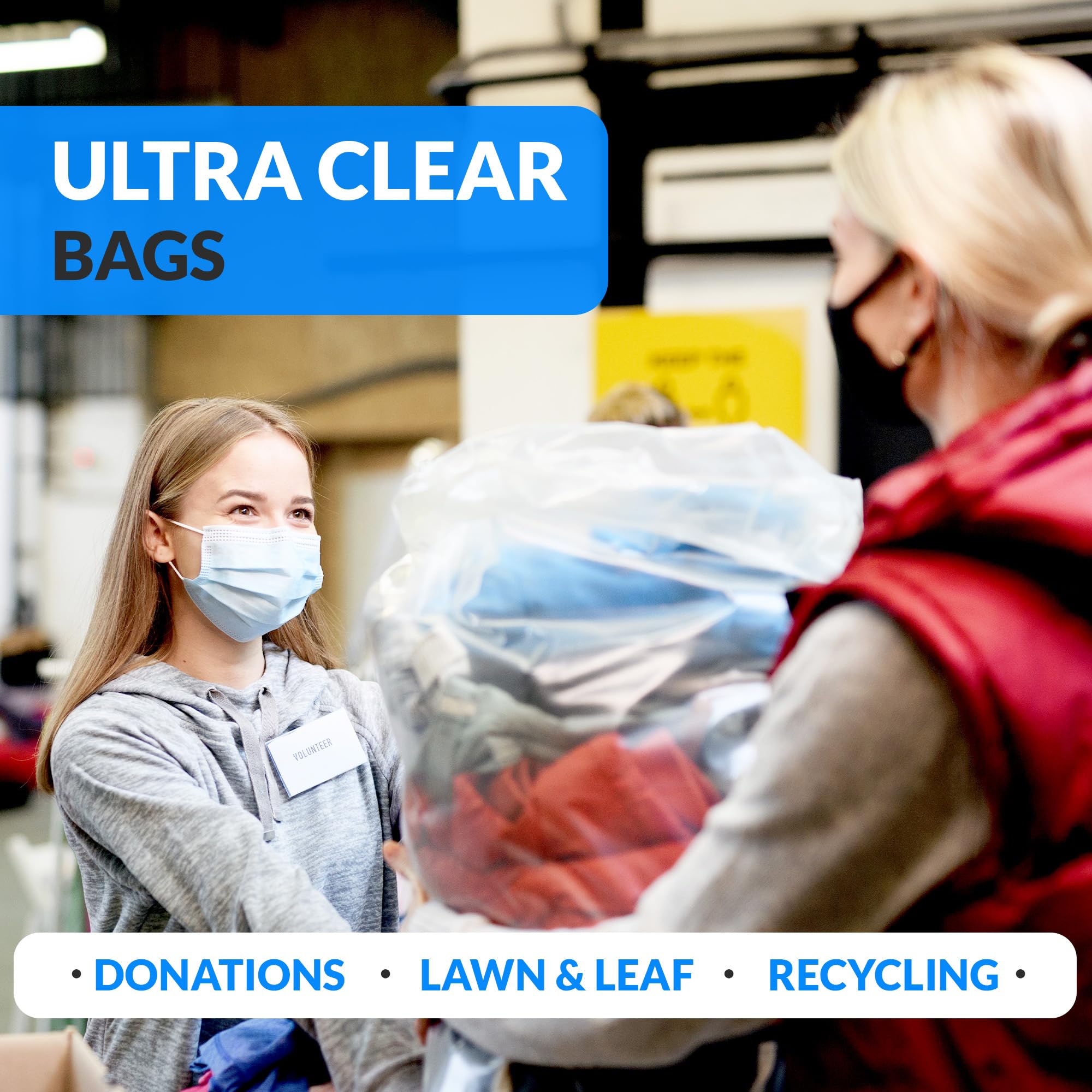 Reli. Easy Grab Trash Bags, 55-60 Gallon (150 Count) (Clear) - Star Seal Super High Density Rolls - Heavy Duty Can Liners, Garbage Bags, Bulk Bags - 50, 55, 60 Gallon Capacity