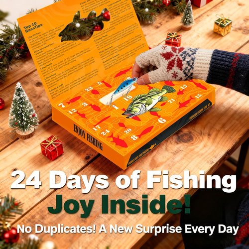 Fishing Advent Calendar 2025 - 24 Days of Surprise Lures for Men & Teens | Perfect for Fishing Enthusiasts