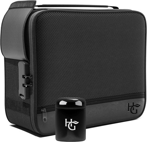 Herb Guard Extra Large Smell Proof Case with Combination Lock (Smell Proof Box Holds Herbs, Spices, Teas and Dried Foods) Comes with Smell Proof Jar, Built In Tray, Travel Bags
