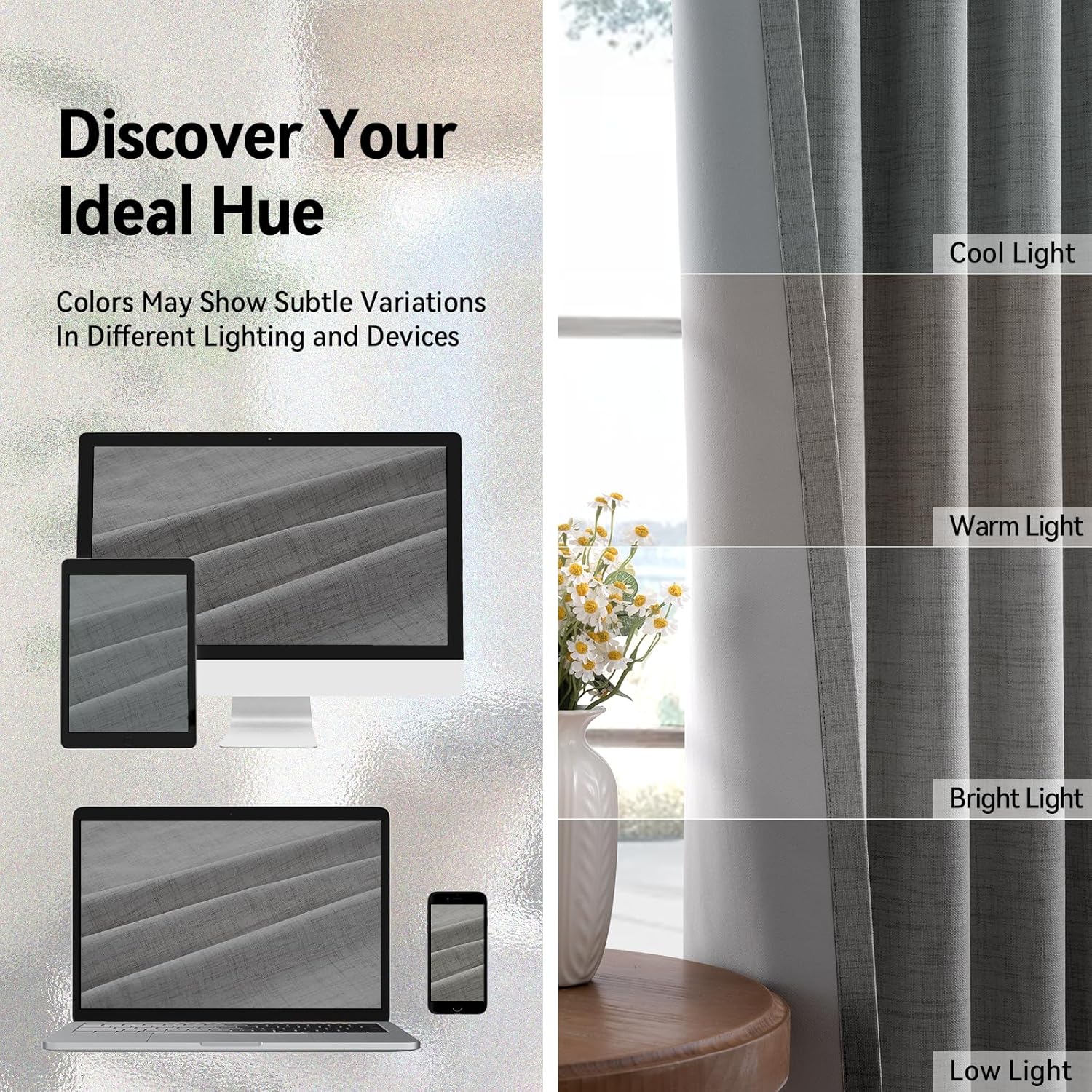 Skiennix 100% Blackout Curtains - Thermal Insulated Grey Linen Drapes | 50" W x 84" L, 2 Panels