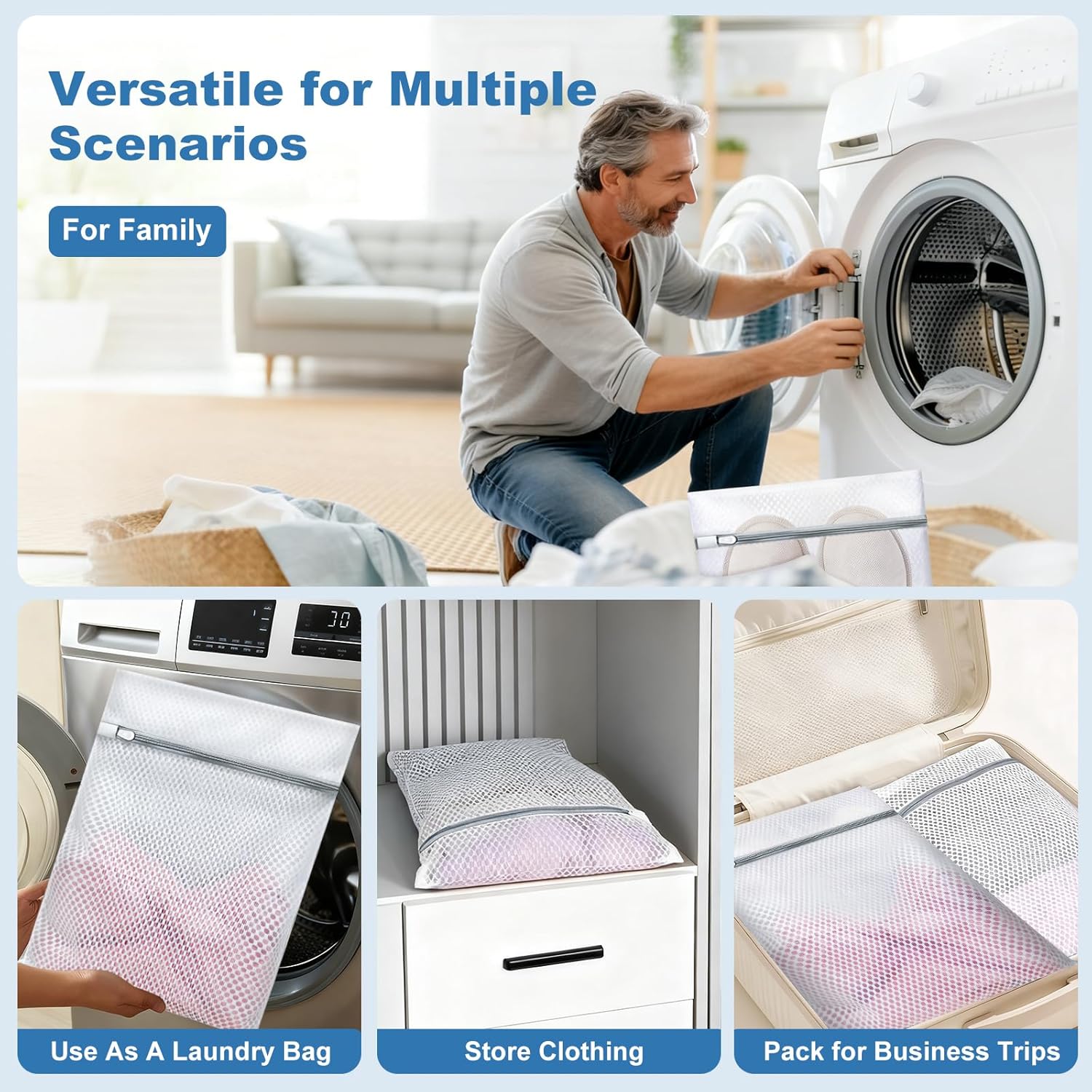 Skiennix Laundry Bags - Extra Durable Mesh Wash Bags for Delicates | 12 x 16 Inch, 4-Pack