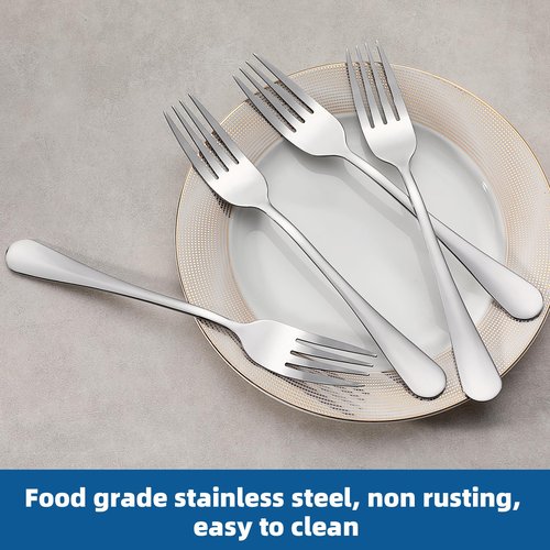 16 Piece Dinner Forks Set, Food-Grade Stainless Steel Forks Silverware, Cutlery Forks, Dessert Forks, Metal Forks for Home, Kitchen or Restaurant, Mirror Polished, Dishwasher Safe - 8 Inch