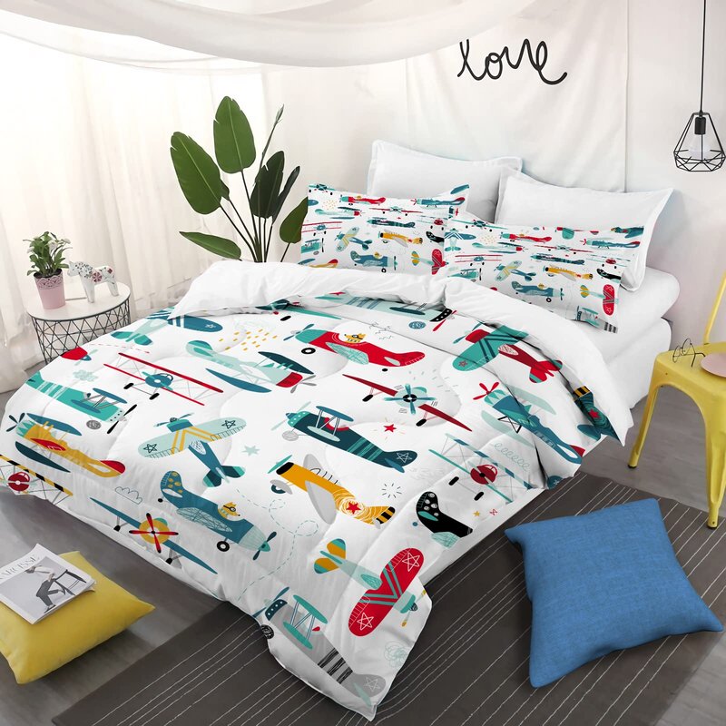 Yasida Cat Comforter Girls Summer Comforter Set Set Twin Size for Kids Blue Cat Comforter 3Pcs Twin Kids Bedding Set for Boys and Girls (1Comforter+ 2 Pillowcases) Lovely Animal Pets