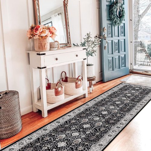 Hallway Washable Runner Rug - Vintage Soft Non-Slip 2x7 Entryway Carpet | Ideal for Kitchen, Bathroom & Living Room