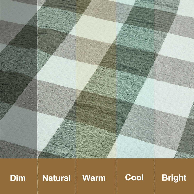 youlanhome Checkered Throw Blanket, Soft Cozy Reversible 4 Layer Pre-Washed Cotton Blankets Lightweight Breathable Queen Throw Blanket BOR All Season,Green Checkered, 60" X 80"