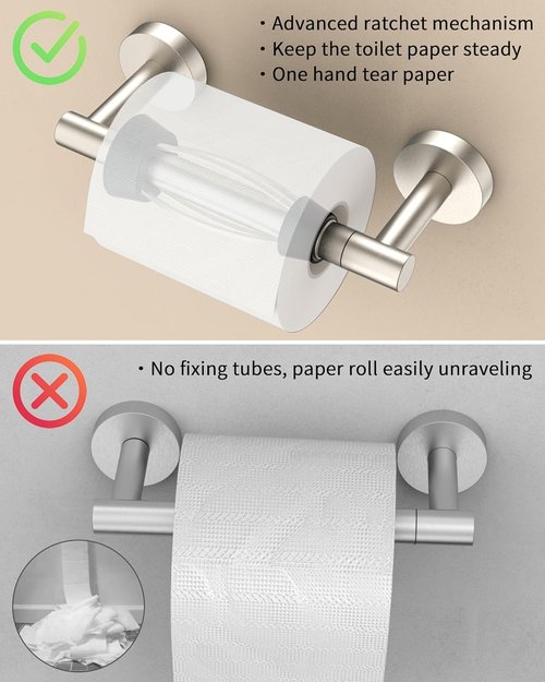 Brushed Nickel Toilet Paper Holder by [Brand Name] - Wall Mount, Easy Tear Design, SUS 304 Stainless Steel