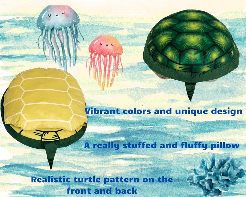 NovaVortex Multifunctional Wearable Animal Turtle Shell Pillow, 40-inch Cozy Plush Costume for Snuggling, Dress-up, Lounging, or Themed Parties, Stuffed with Soft Cotton, Vibrant Print, Hand Washable