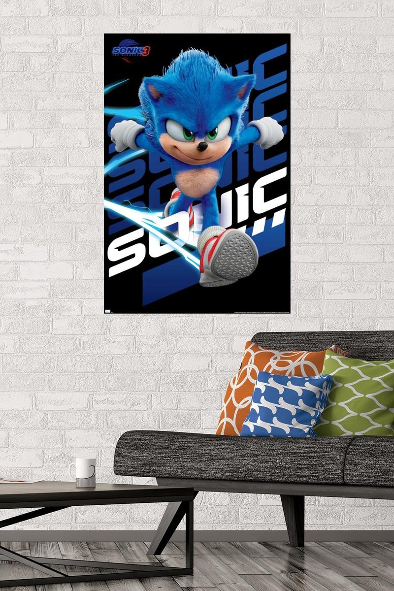 Sonic The Hedgehog 3 - Sonic Wall Poster, 22.4L" x 14.7W", Black Framed Version