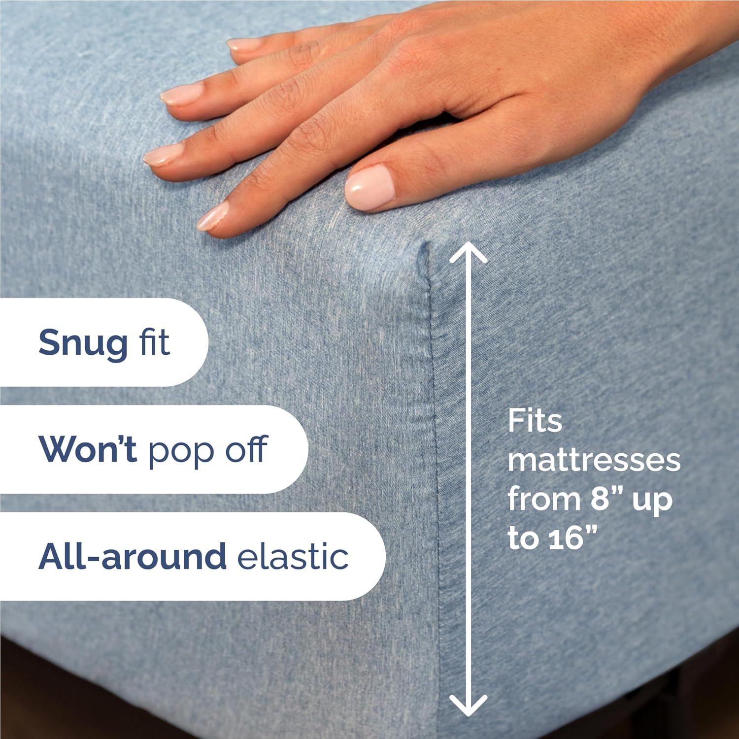 Skiennix Twin XL Sheet Set - Comfy Breathable Cooling Bedding - Hotel Luxury Blue (Heathered) - Deep Pockets, Wrinkle-Free
