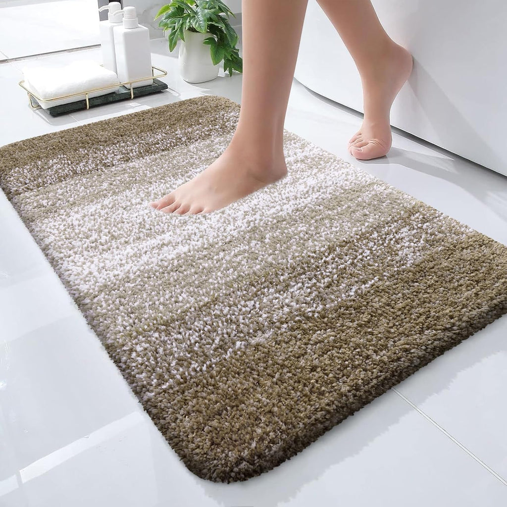 OLANLY Bathroom Rugs Mat - Extra Soft Microfiber, Quick Dry & Machine Washable - 24x16 Coffee Color