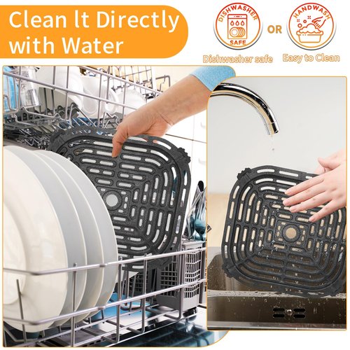 Air Fryer Grill Pan for CHEFMAN 6 Quart Paris Hilton 6 Quart 8 in 1 Air Fryer, 9.0 * 8.2'' Food Grade Nonstick Replacement Rack Parts Tray Grill Crisper Plate for CHEFMAN Air Fryer, Dishwasher Safe