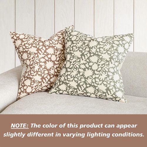 Foindtower Set of 2 Decorative Neutral Floral Throw Pillow Covers Accent Farmhouse Cushion Covers Boho Pillowcase for Couch Sofa Bedroom Living Room Home Decor,20×20 Inch,Light Orange Brown