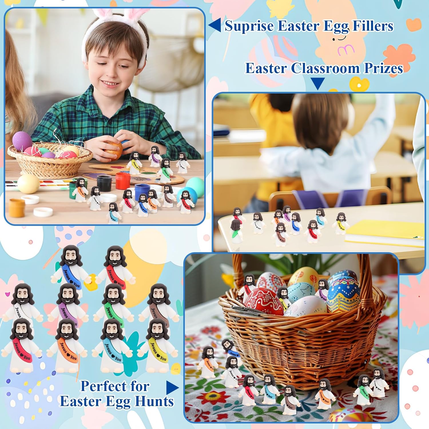 Owurha Jesus Love You Mini Figures - 100 Pcs Tiny Religious Figurines for Sunday School & Baptism Gifts