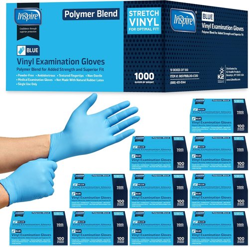 Inspire Nitrile-Vinyl Blend Exam Gloves - Disposable, Latex-Free, Medical-Grade, Multipurpose Use