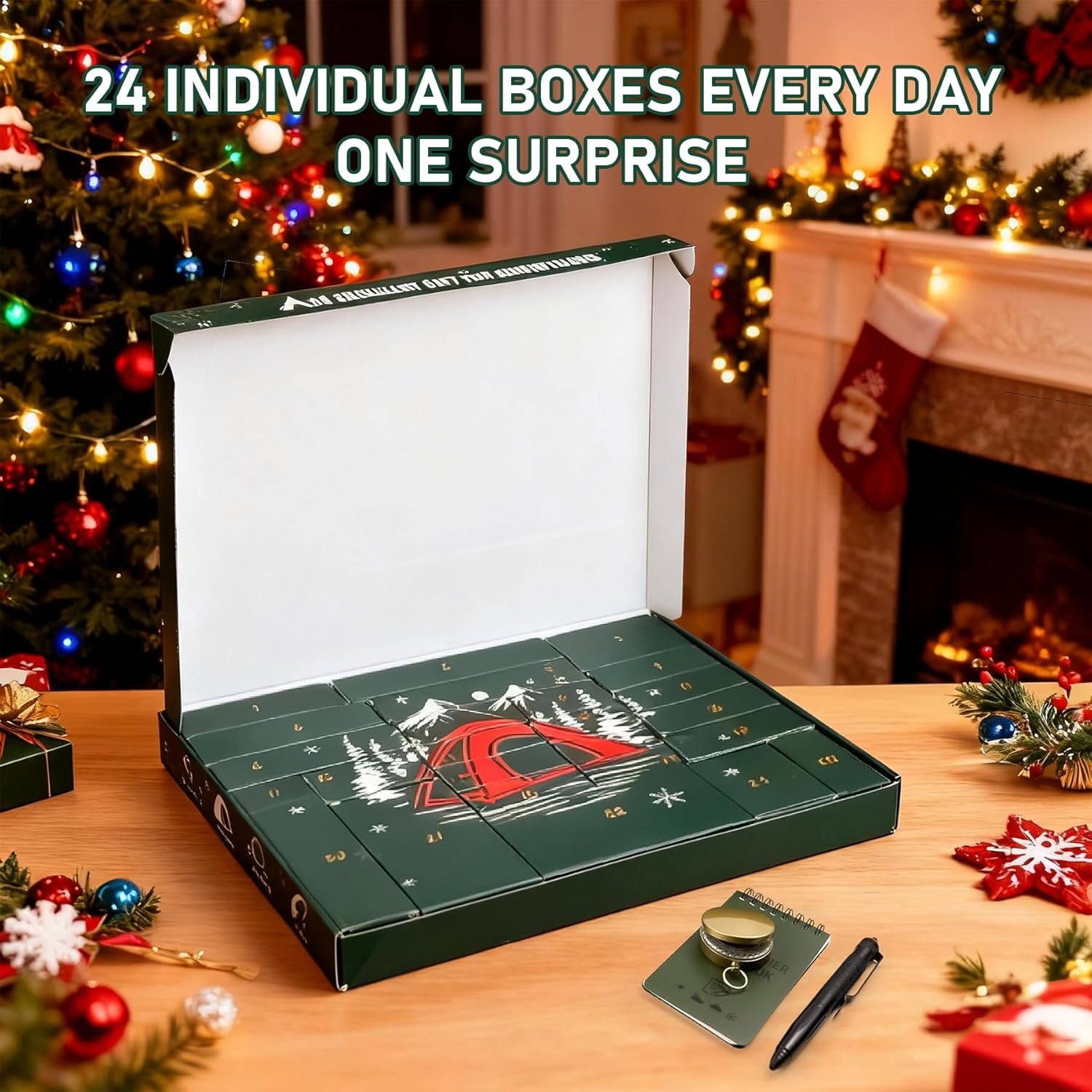 Survival Kit Advent Calendar - 24 Days of Outdoor Gear & Tools for Men | Perfect Christmas Countdown Gift