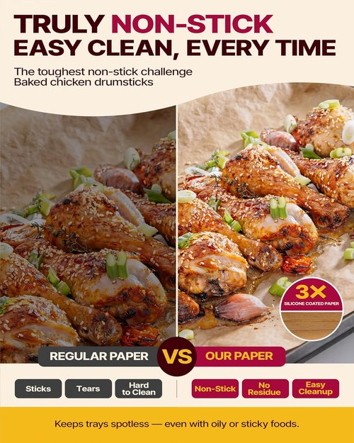 Katbite Parchment Paper Sheets - 200 PCS Precut Unbleached Baking Paper | 12x16 Inches, Non-Stick & Heavy Duty