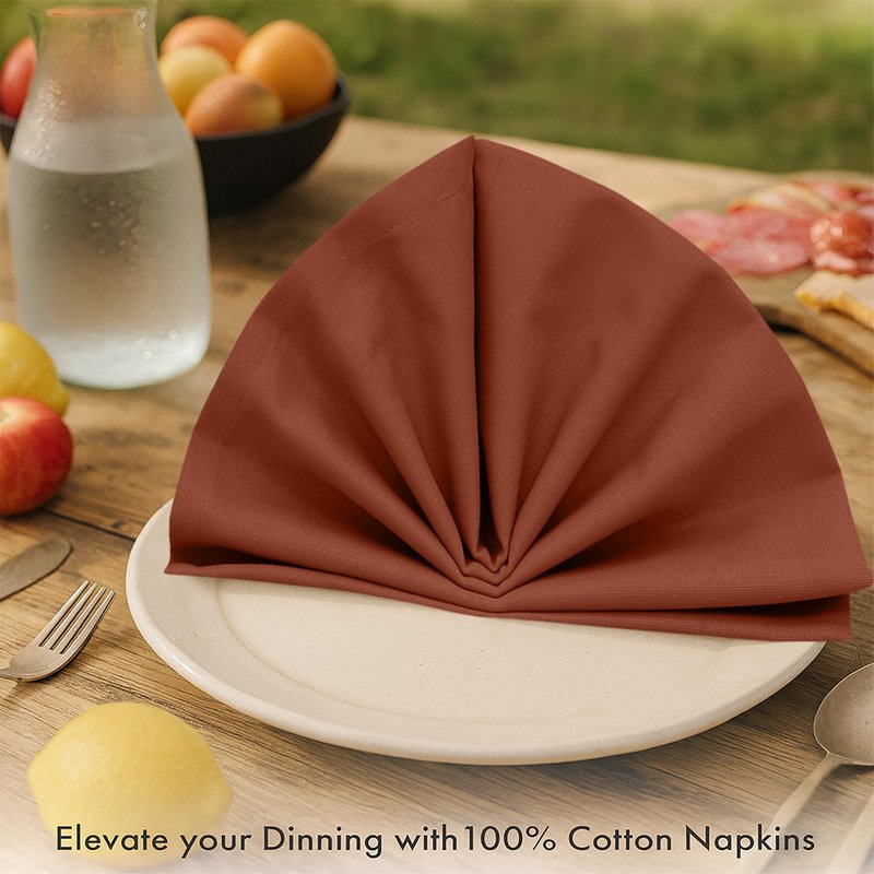Ruvanti Cloth Napkins Set of 12, 100% Cotton High GSM 18x18 Inches Soft, Washable, Highly Durable & Absorbent, Perfect for Parties, Christmas, Thanksgiving Dinners – Rust