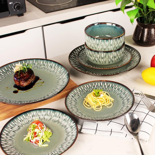 jinsongdafa 7.9-Inch Porcelain Plates Set, for Appetizer, Dinner Plates, Salad, Dessert, Snacks, Serving Plate Set of 6, Microwave and Dishwasher Safe, apply Home, Restaurant
