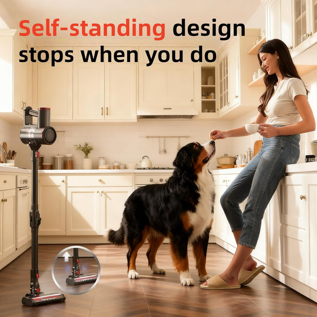 RONEAIR Cordless Vacuum Cleaner - Powerful 40Kpa Suction | Self-Standing, 45 Mins Runtime for Pet Hair & Hard Floors